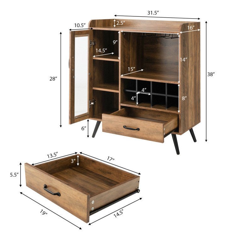 Buffet Sideboard with Removable Wine Rack and Glass Holder - EMart-Express