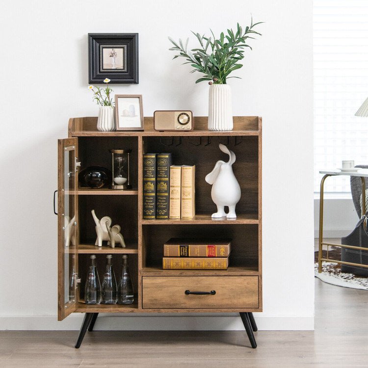 Buffet Sideboard with Removable Wine Rack and Glass Holder - EMart-Express