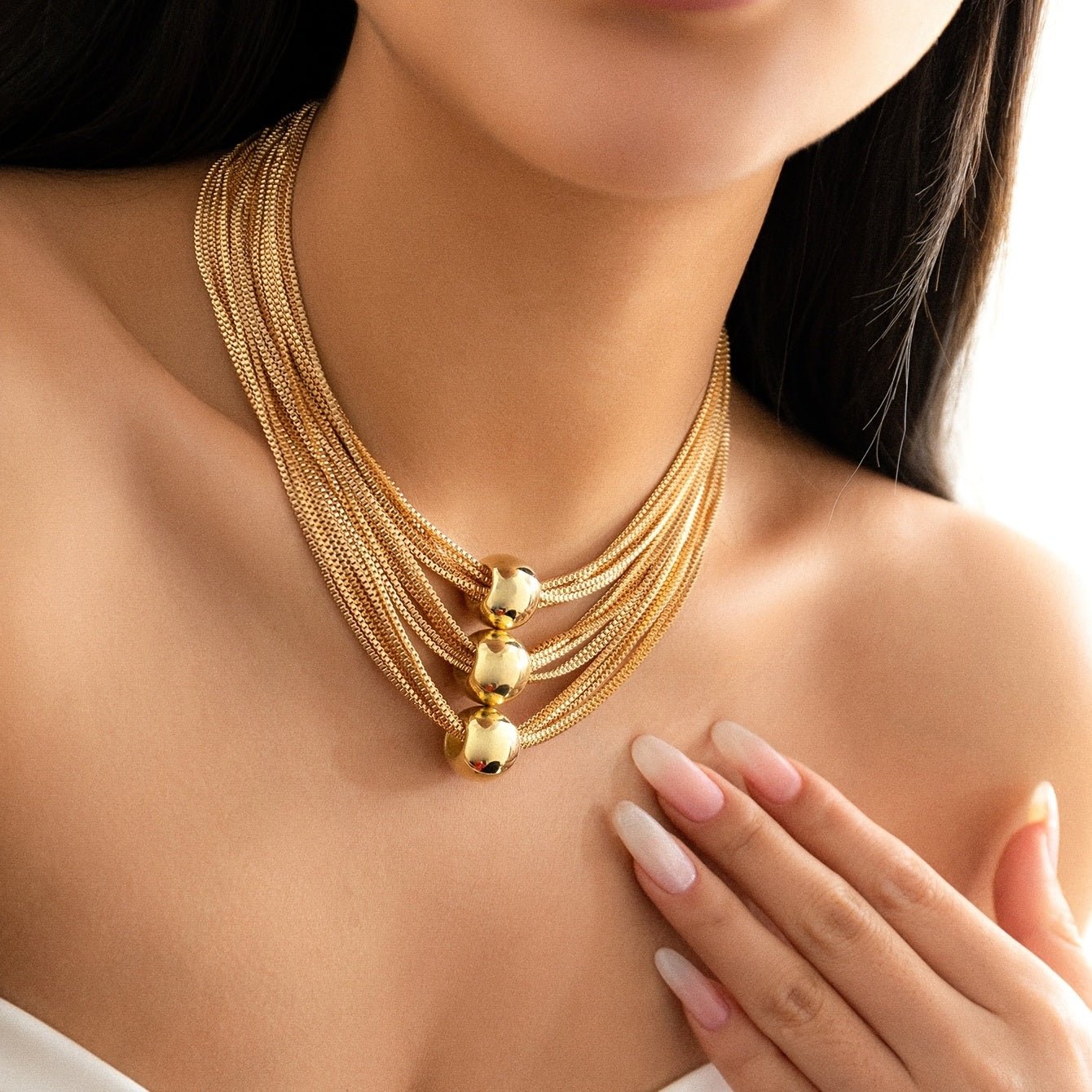 Exaggerated Multi-layer Chain Necklace Stackable Punk Style Neck Jewelry For Party Clothings Decoration - EMart-Express