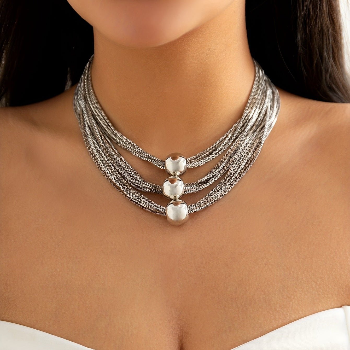 Exaggerated Multi-layer Chain Necklace Stackable Punk Style Neck Jewelry For Party Clothings Decoration - EMart-Express