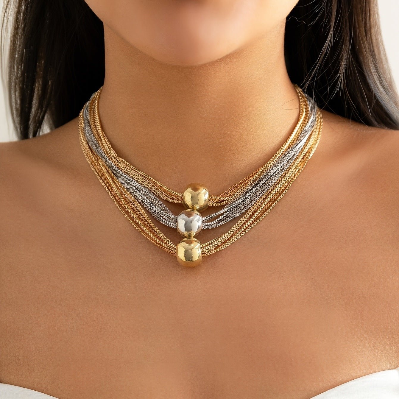 Exaggerated Multi-layer Chain Necklace Stackable Punk Style Neck Jewelry For Party Clothings Decoration - EMart-Express