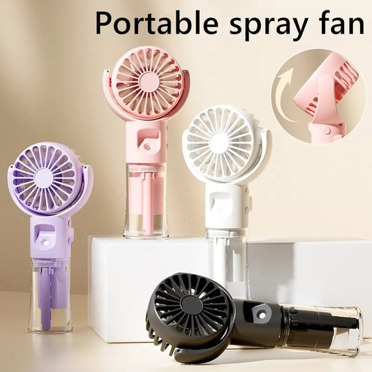 Portable Handheld Spray Fan 4-Speed Water Spray Mist Fan Summer Cooling Artifact USB Charging Summer Supplies Outdoor Mini Fan