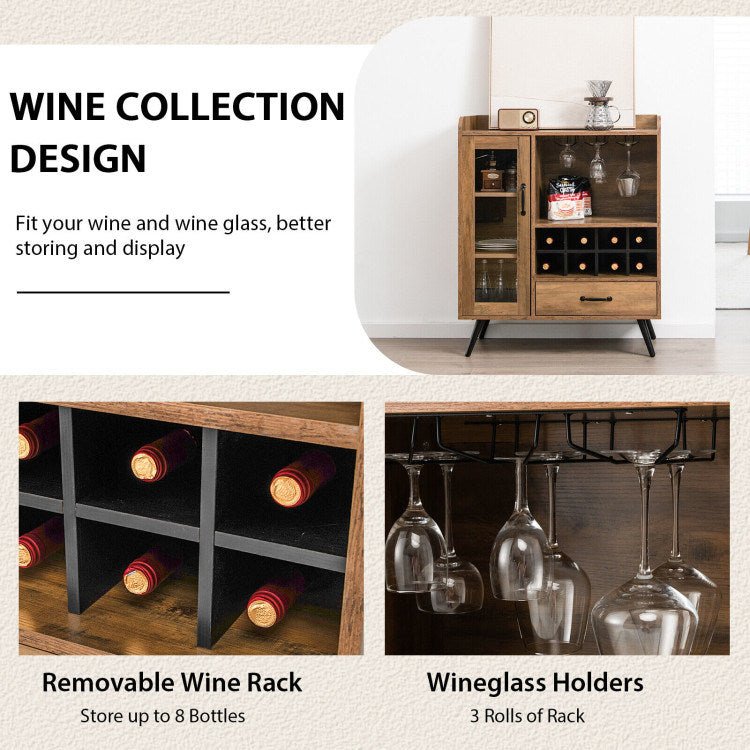 Buffet Sideboard with Removable Wine Rack and Glass Holder - EMart-Express