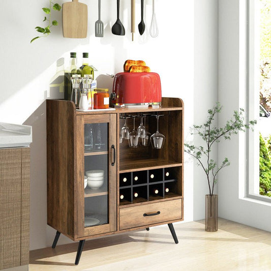 Buffet Sideboard with Removable Wine Rack and Glass Holder - EMart-Express