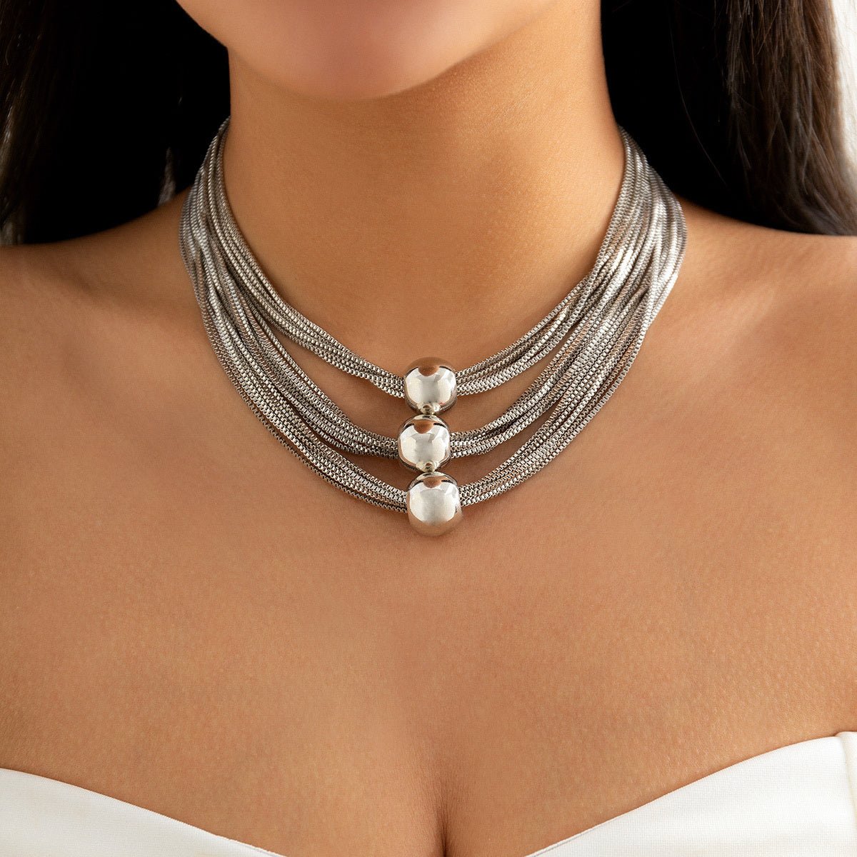 Exaggerated Multi-layer Chain Necklace Stackable Punk Style Neck Jewelry For Party Clothings Decoration - EMart-Express