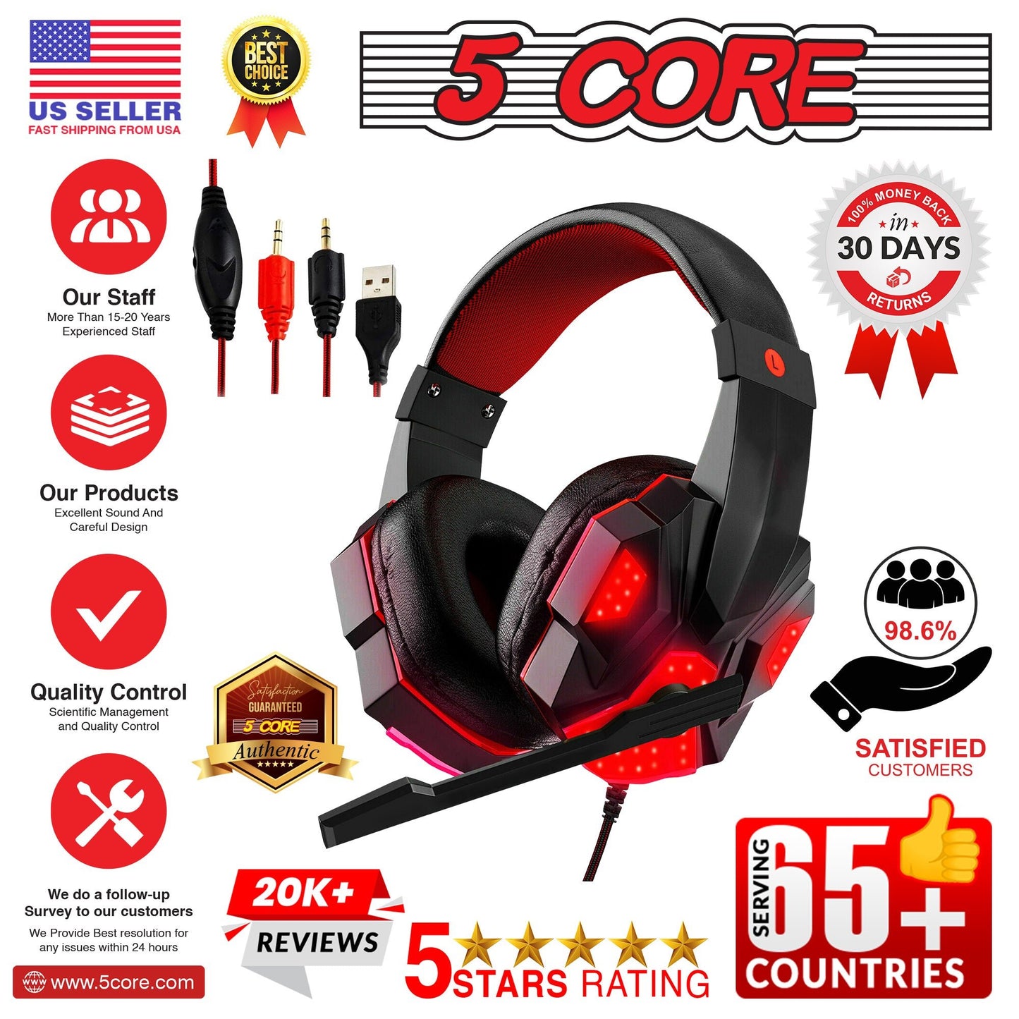 5 Core HDP GM1 R Gaming Headset