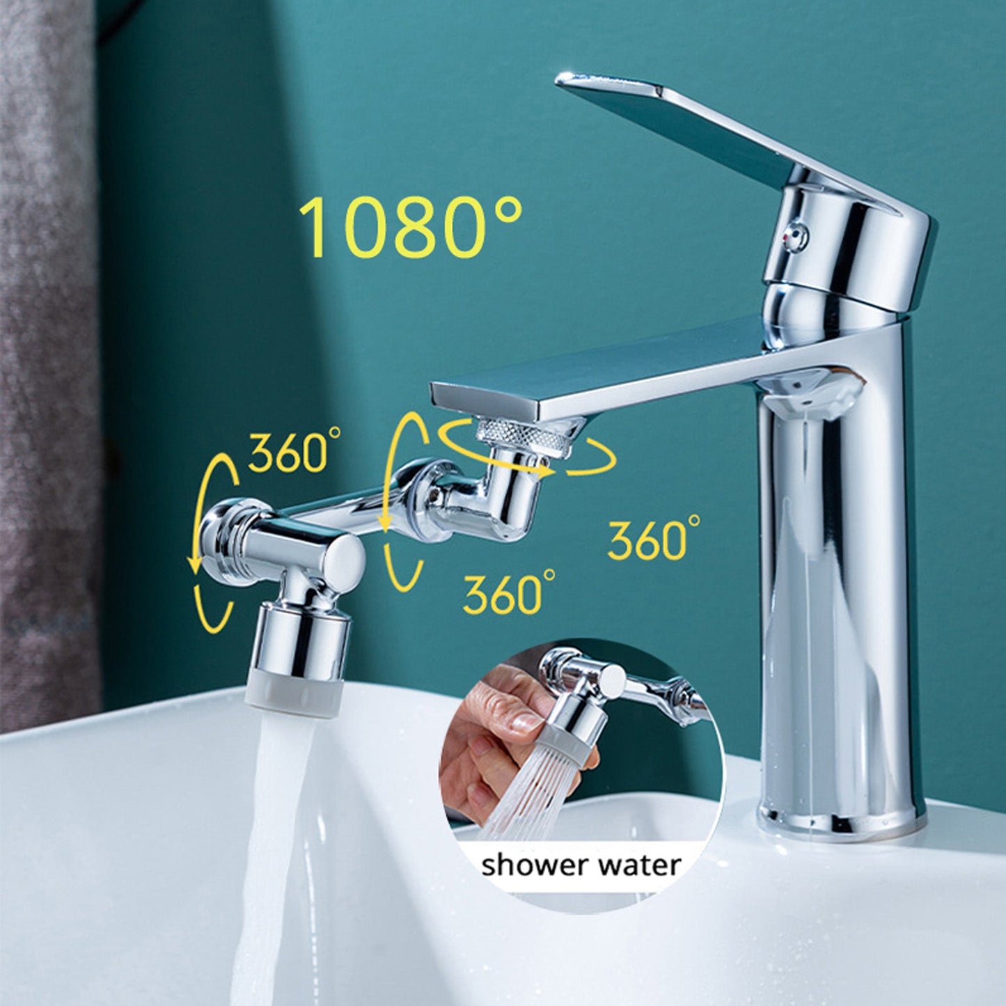 Universal 1080 Swivel Faucet Aerator Multifunction Faucet Extender Universal Swivel Splash Resistant Shower Head - EMart-Express